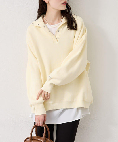 衛衣風格亨利領針織衫