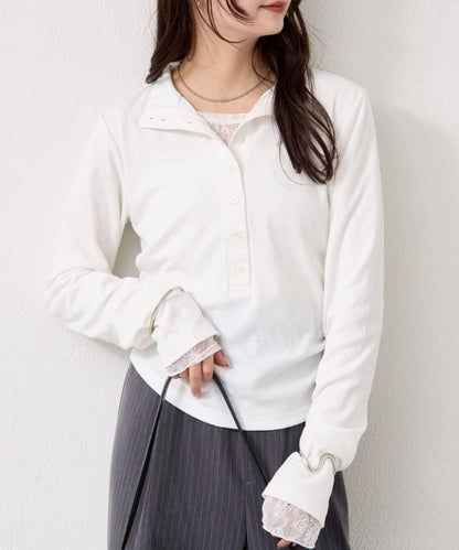 羅紋亨利領套頭衫