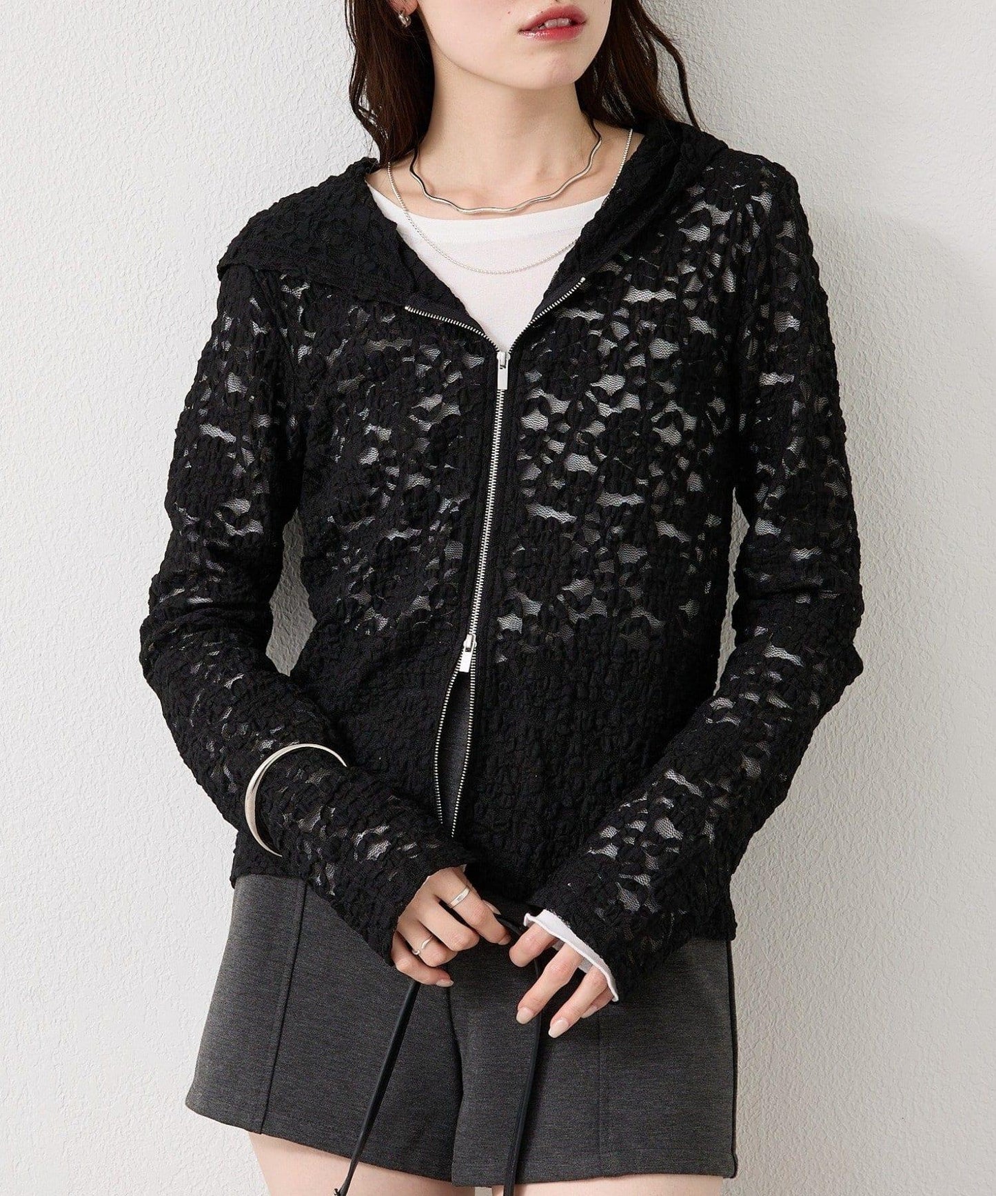 蕾絲連帽衛衣