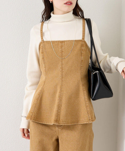 荷葉邊牛仔吊帶上衣