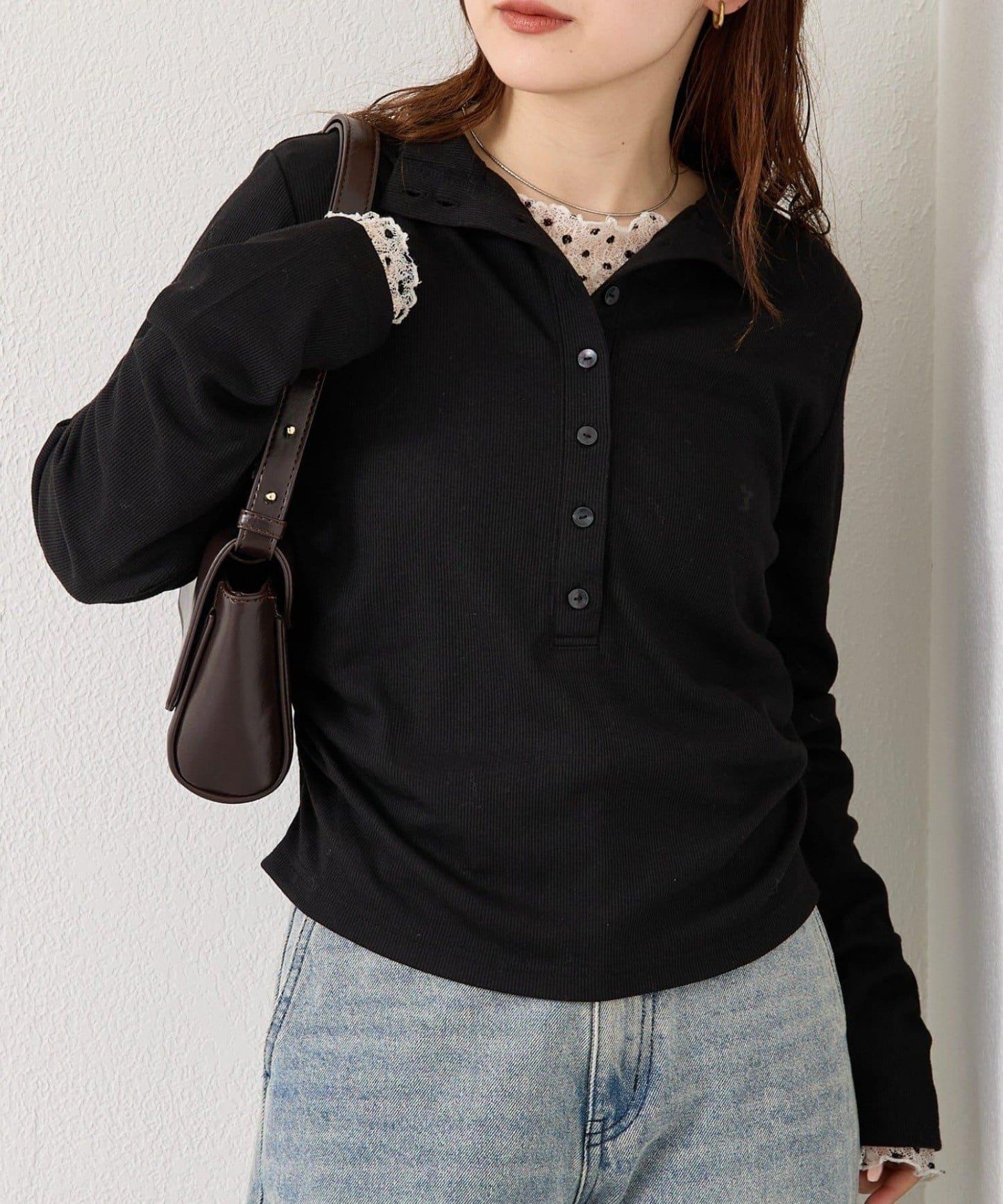 羅紋亨利領套頭衫