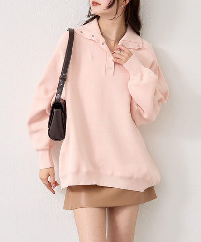 衛衣風格亨利領針織衫