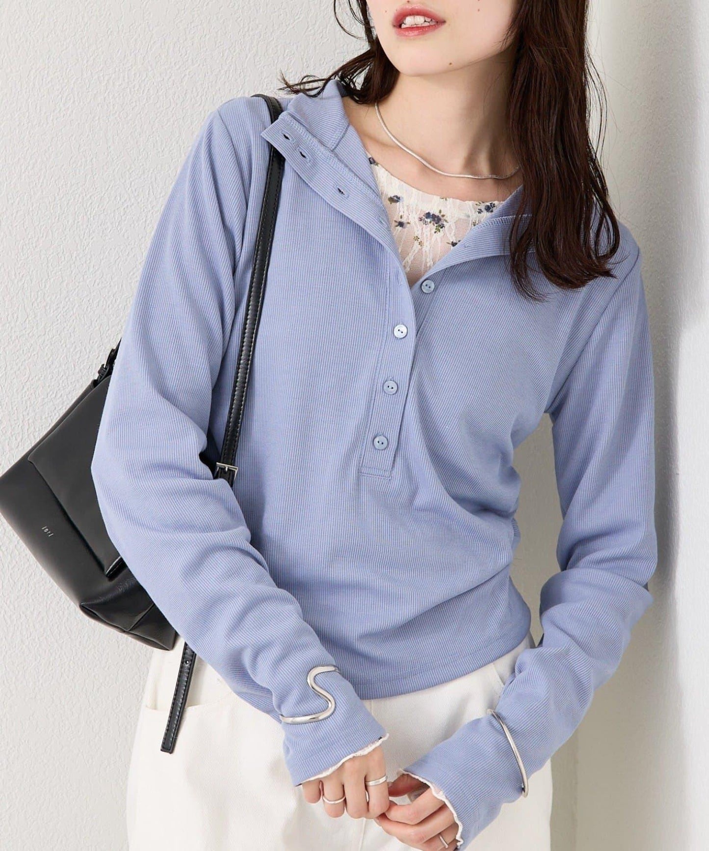 羅紋亨利領套頭衫