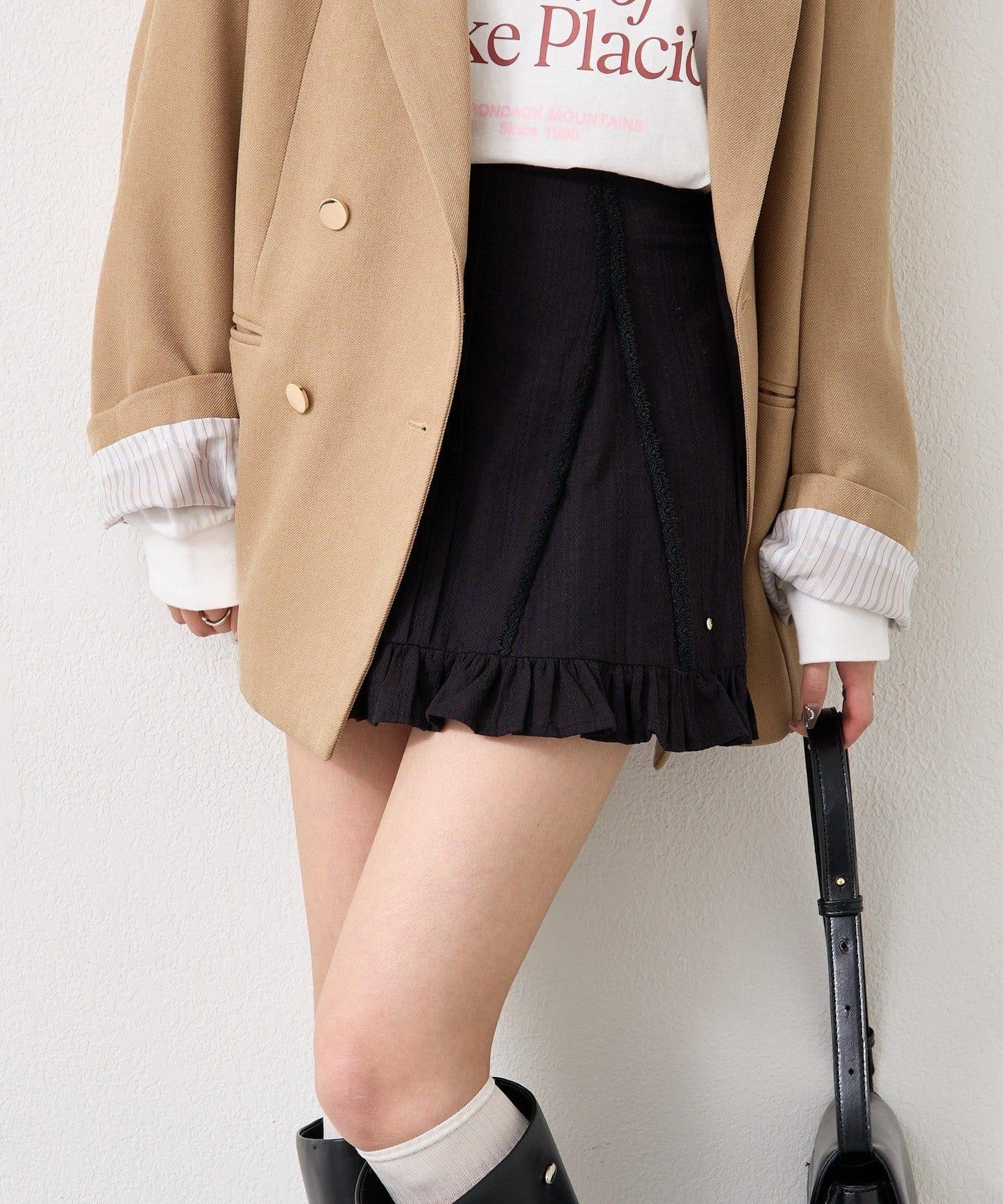 棉質荷葉邊迷你裙