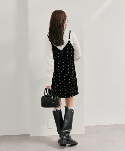 亮面天鵝絨迷你吊帶連衣裙