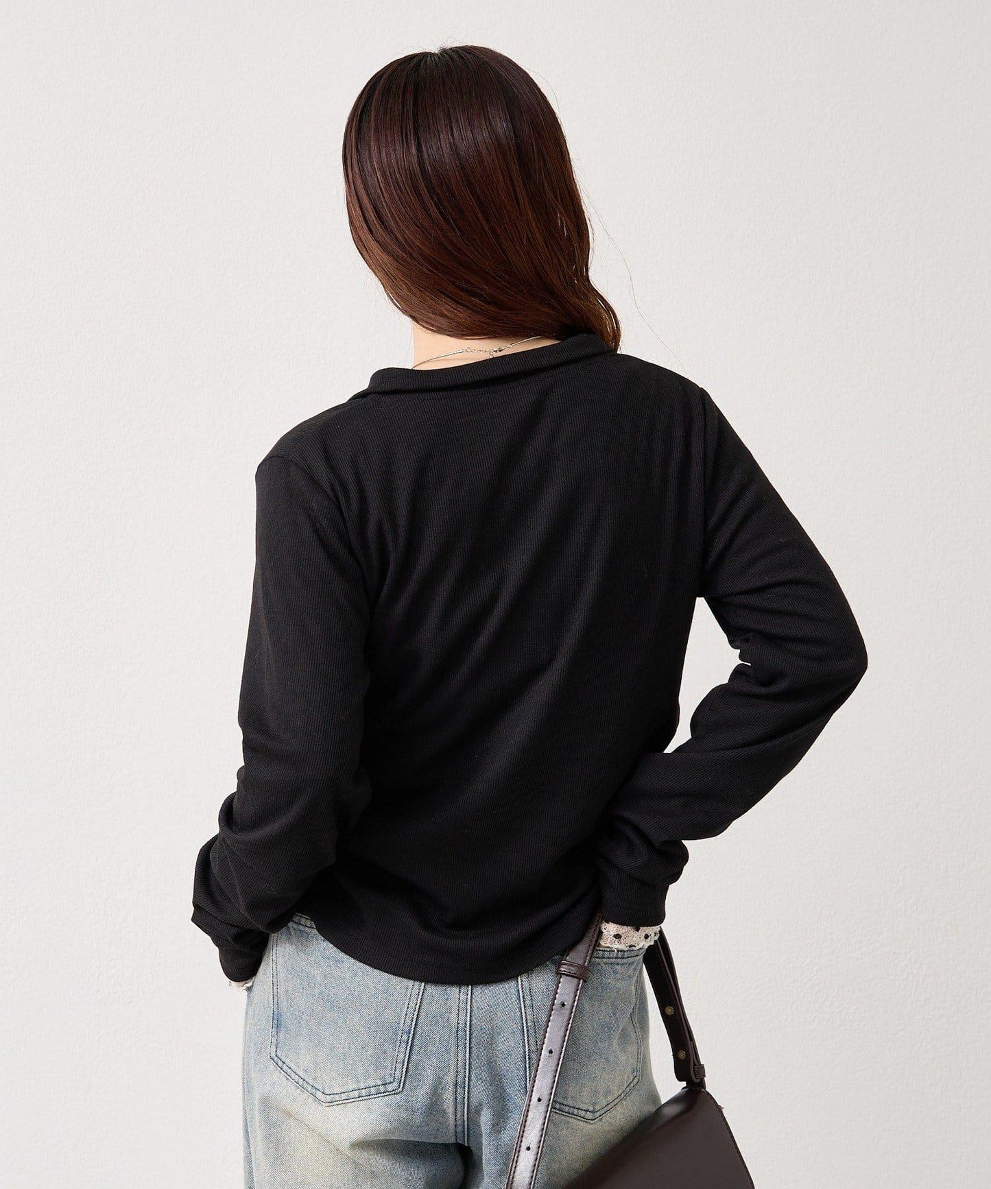 羅紋亨利領套頭衫