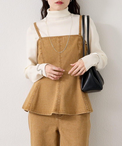 荷葉邊牛仔吊帶上衣