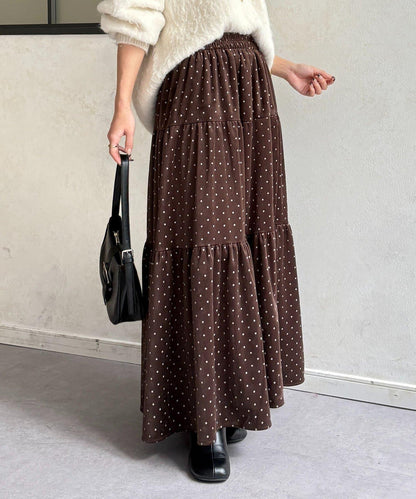 波點天鵝絨層疊半身裙