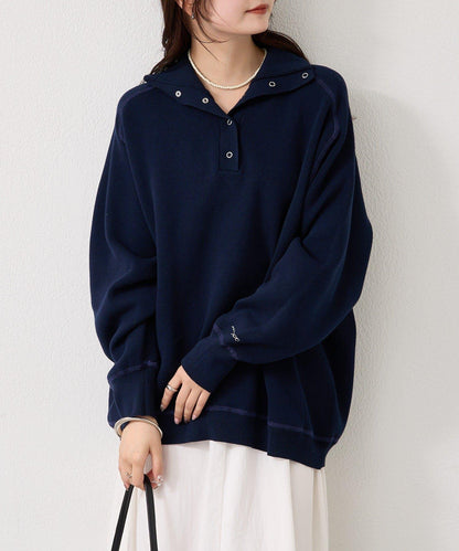 衛衣風格亨利領針織衫