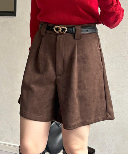 仿麂皮褶皺中褲