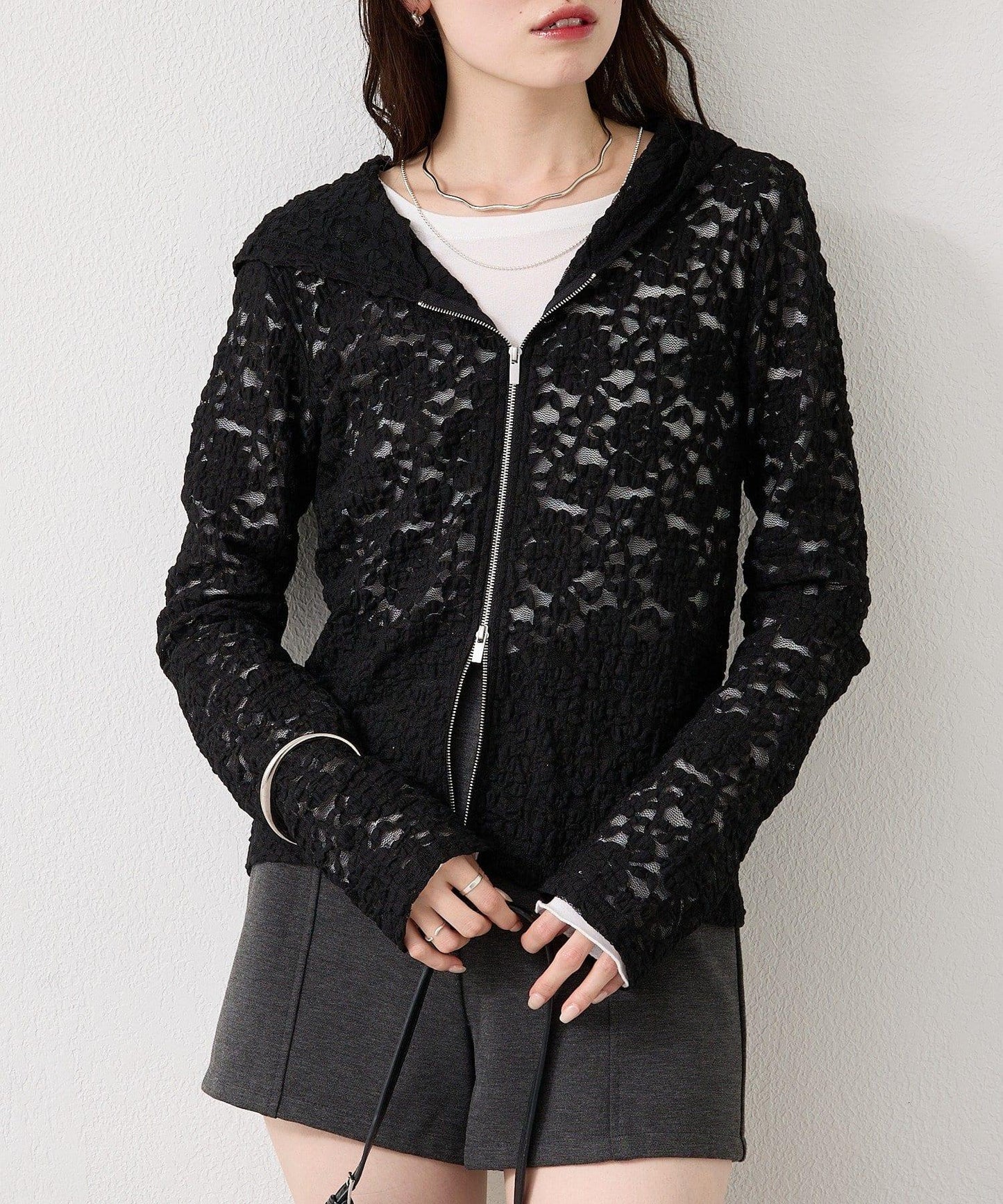 蕾絲連帽衛衣