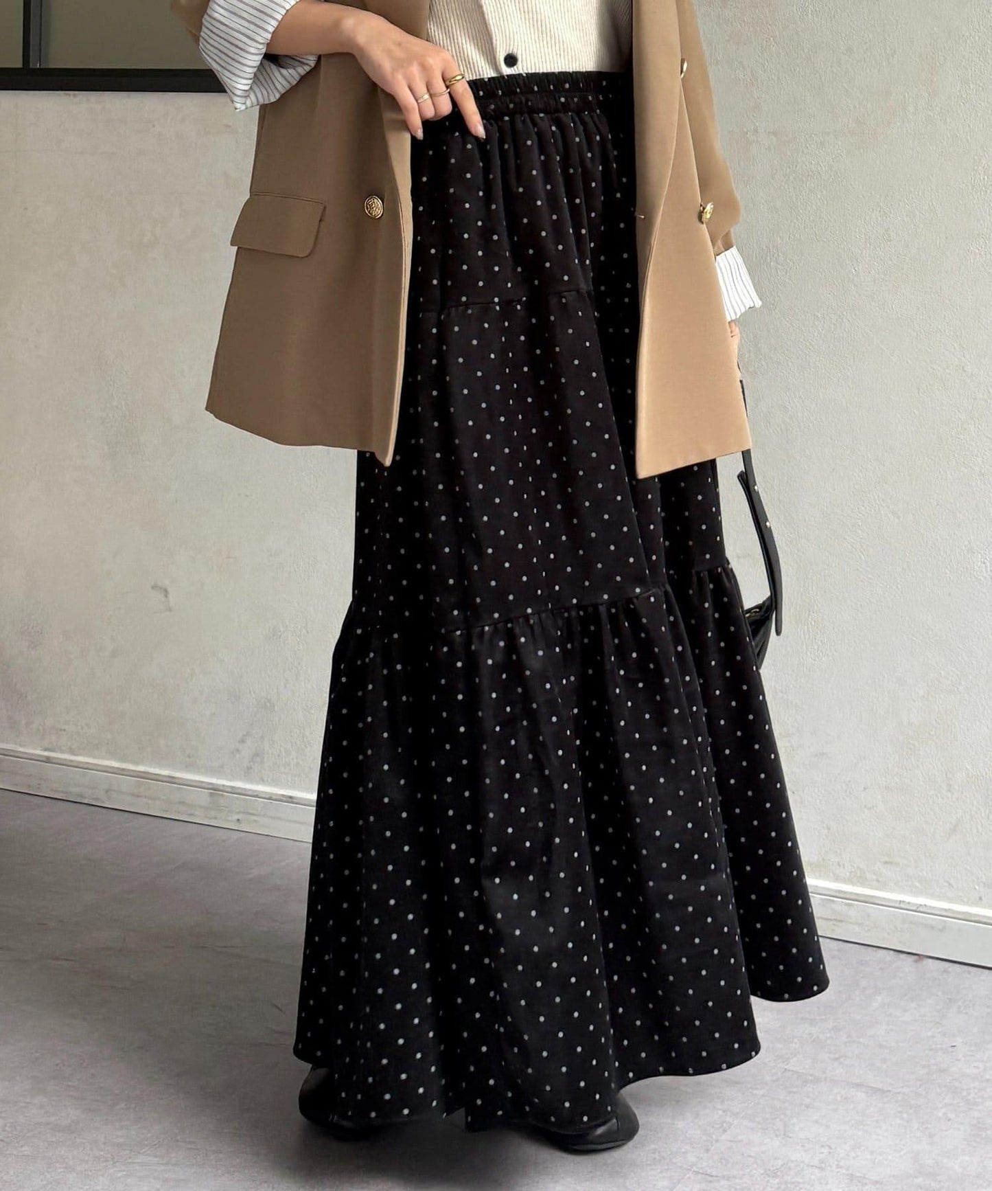 波點天鵝絨層疊半身裙