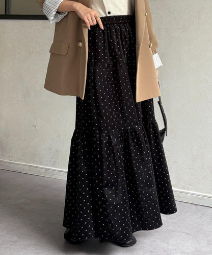 波點天鵝絨層疊半身裙