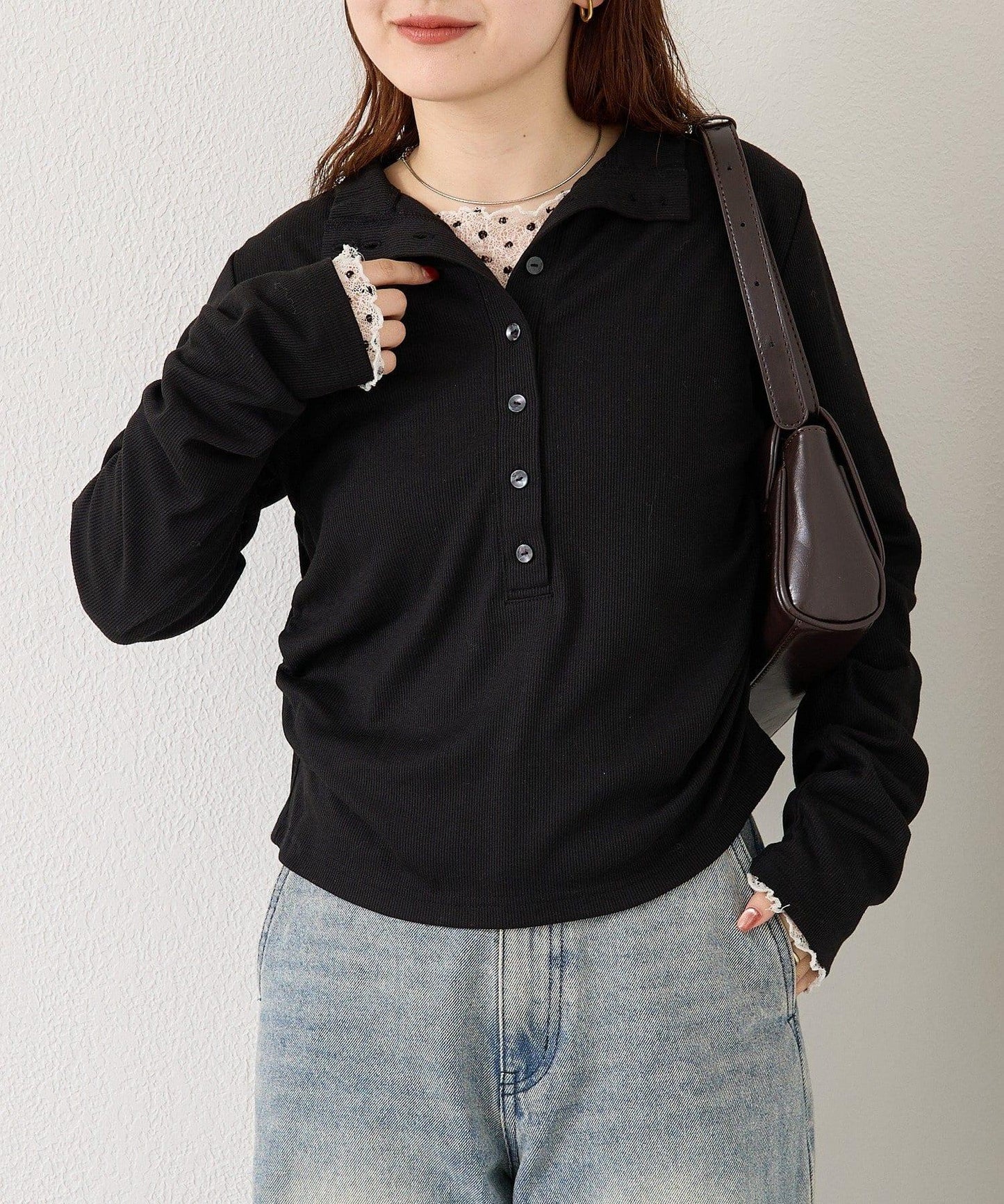 羅紋亨利領套頭衫