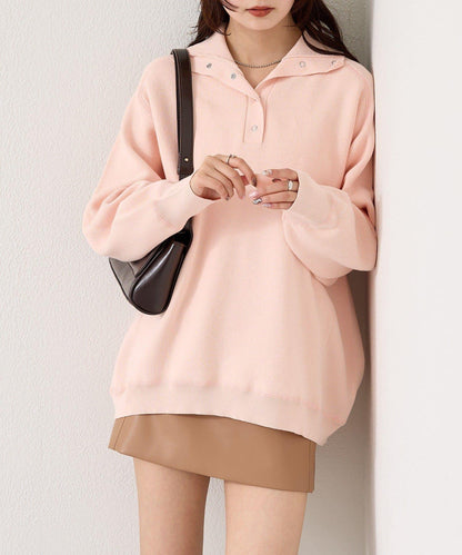 衛衣風格亨利領針織衫