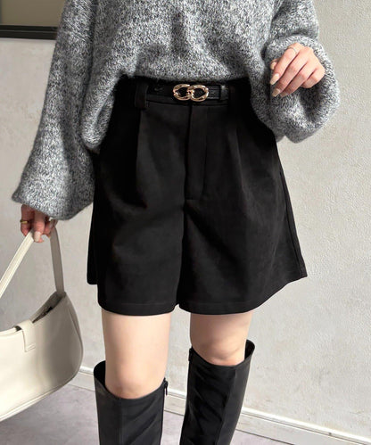 仿麂皮褶皺中褲