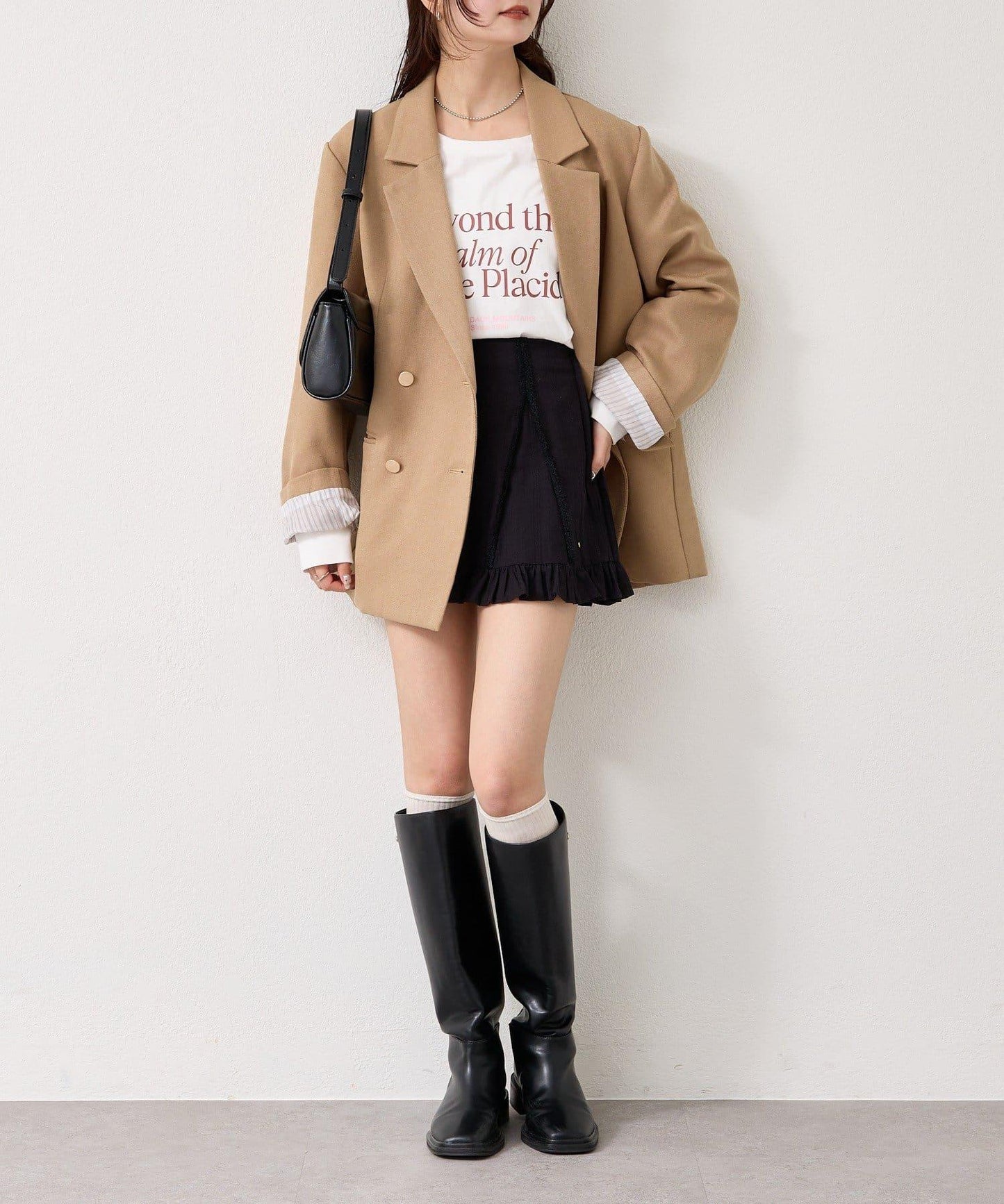 棉質荷葉邊迷你裙