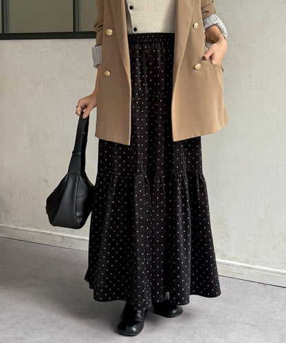 波點天鵝絨層疊半身裙