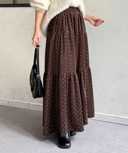 波點天鵝絨層疊半身裙