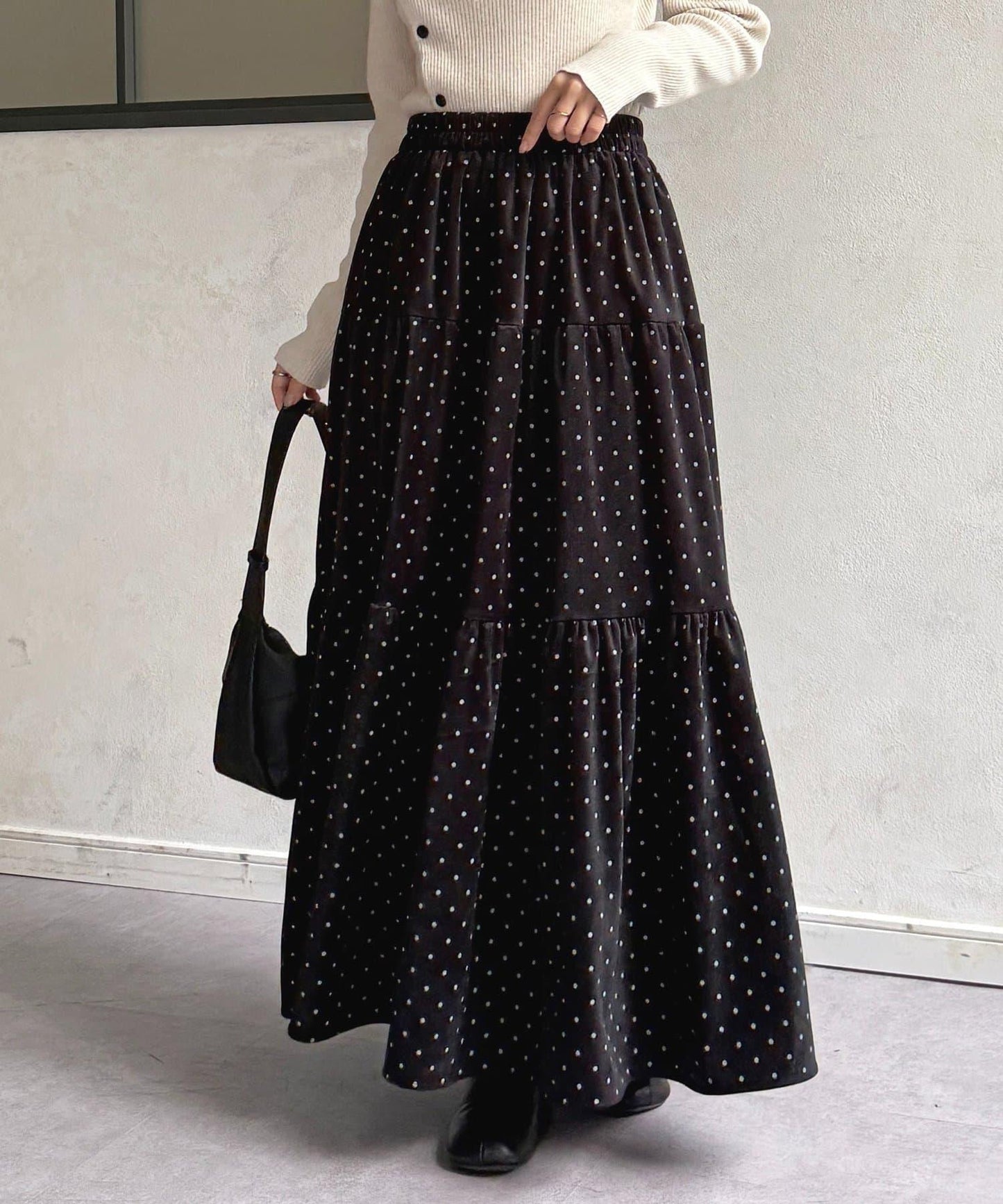 波點天鵝絨層疊半身裙