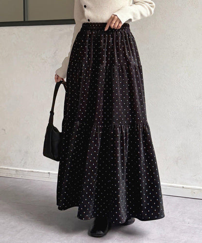 波點天鵝絨層疊半身裙