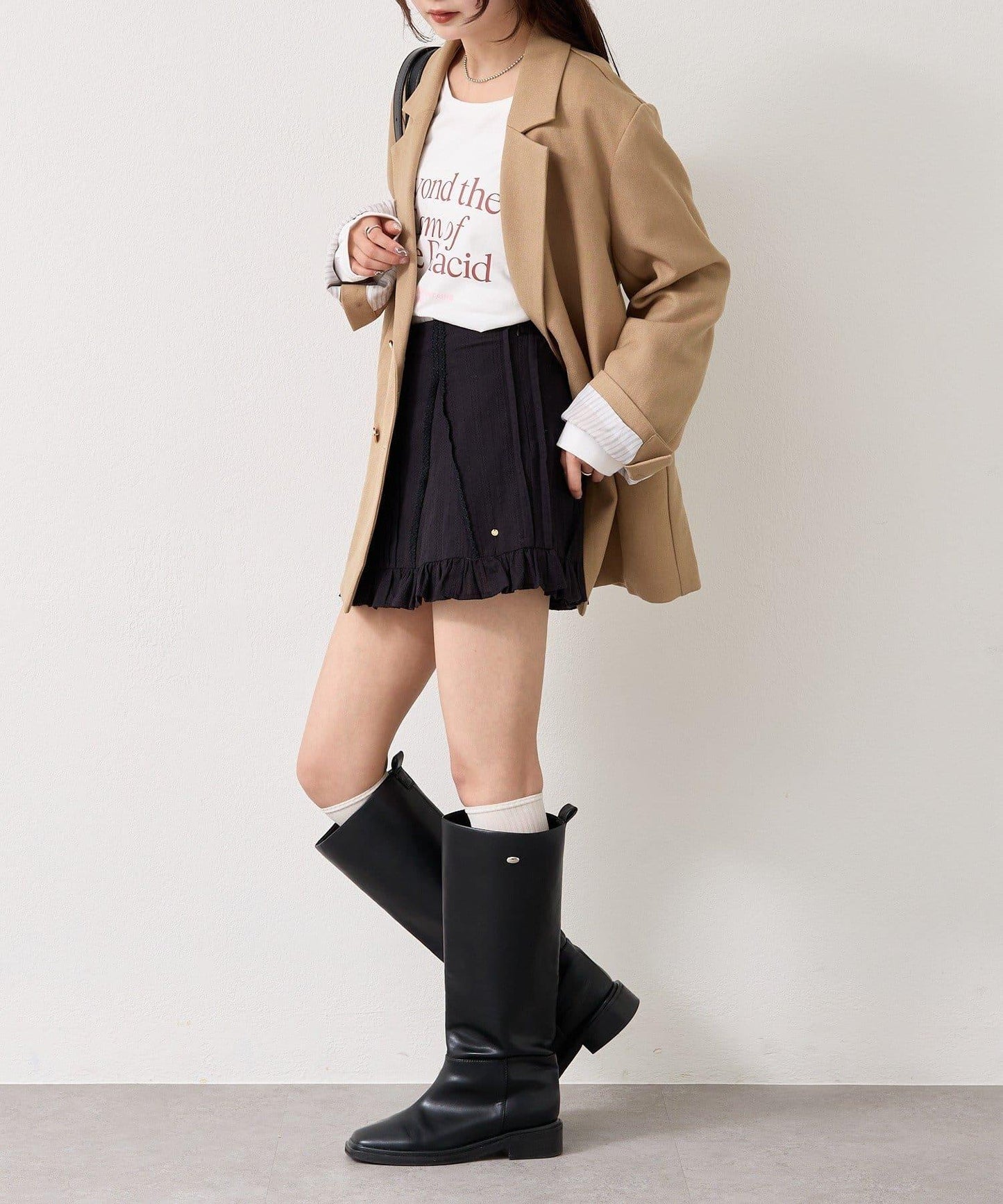 棉質荷葉邊迷你裙