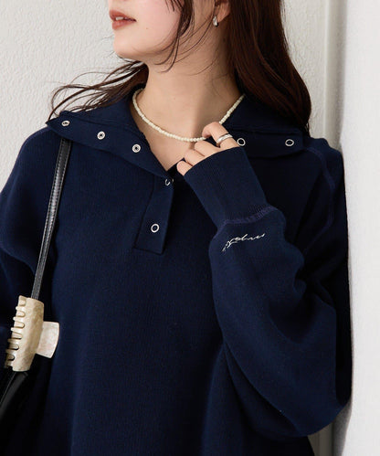 衛衣風格亨利領針織衫