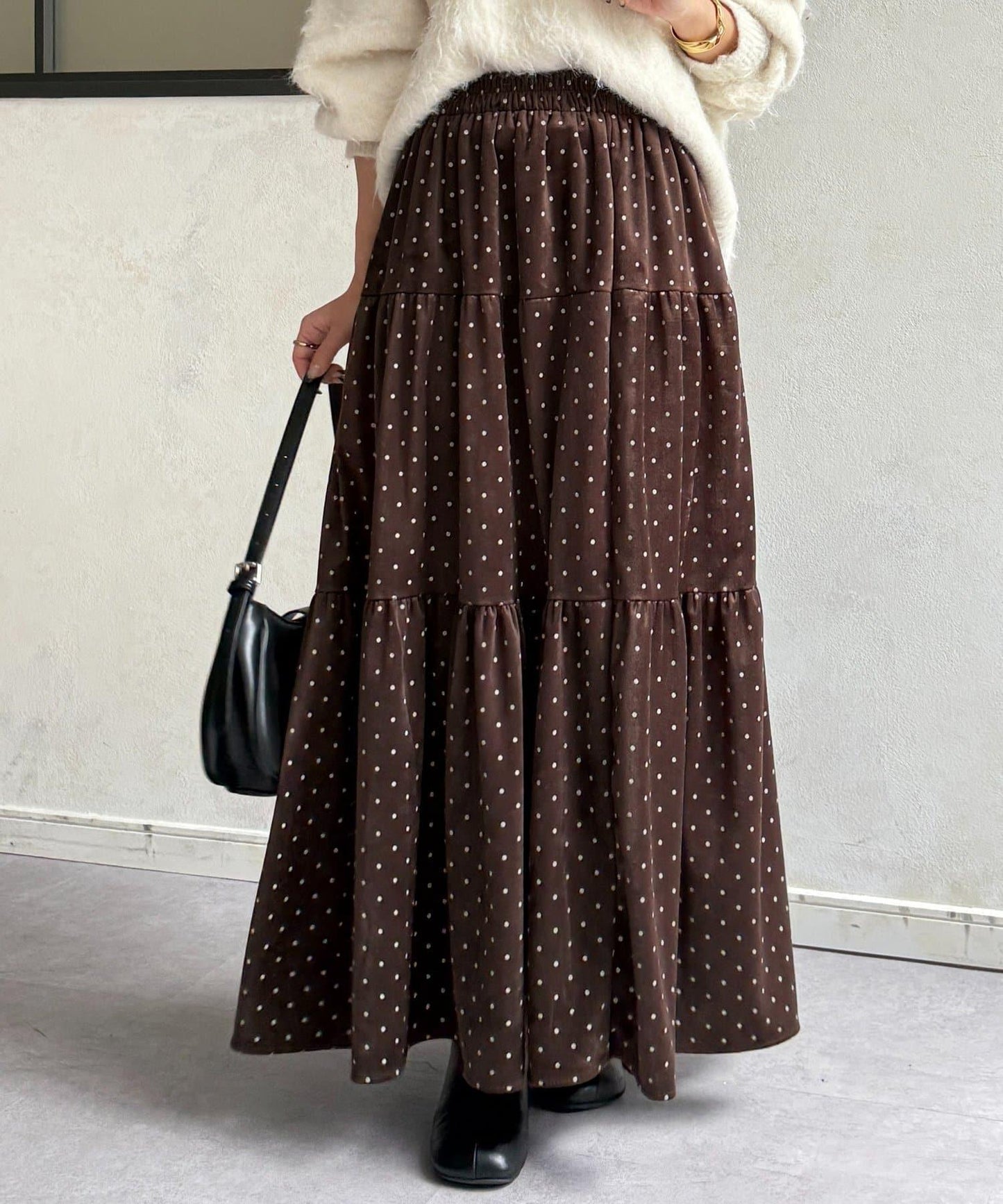 波點天鵝絨層疊半身裙
