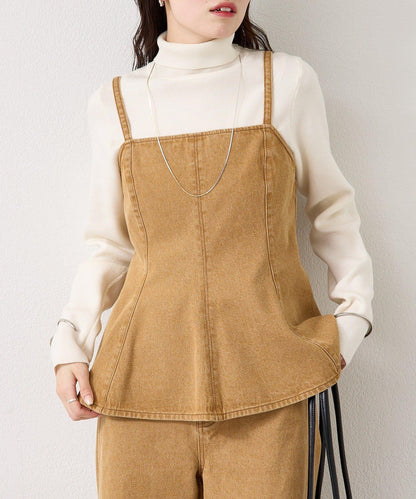 荷葉邊牛仔吊帶上衣