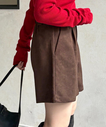 仿麂皮褶皺中褲