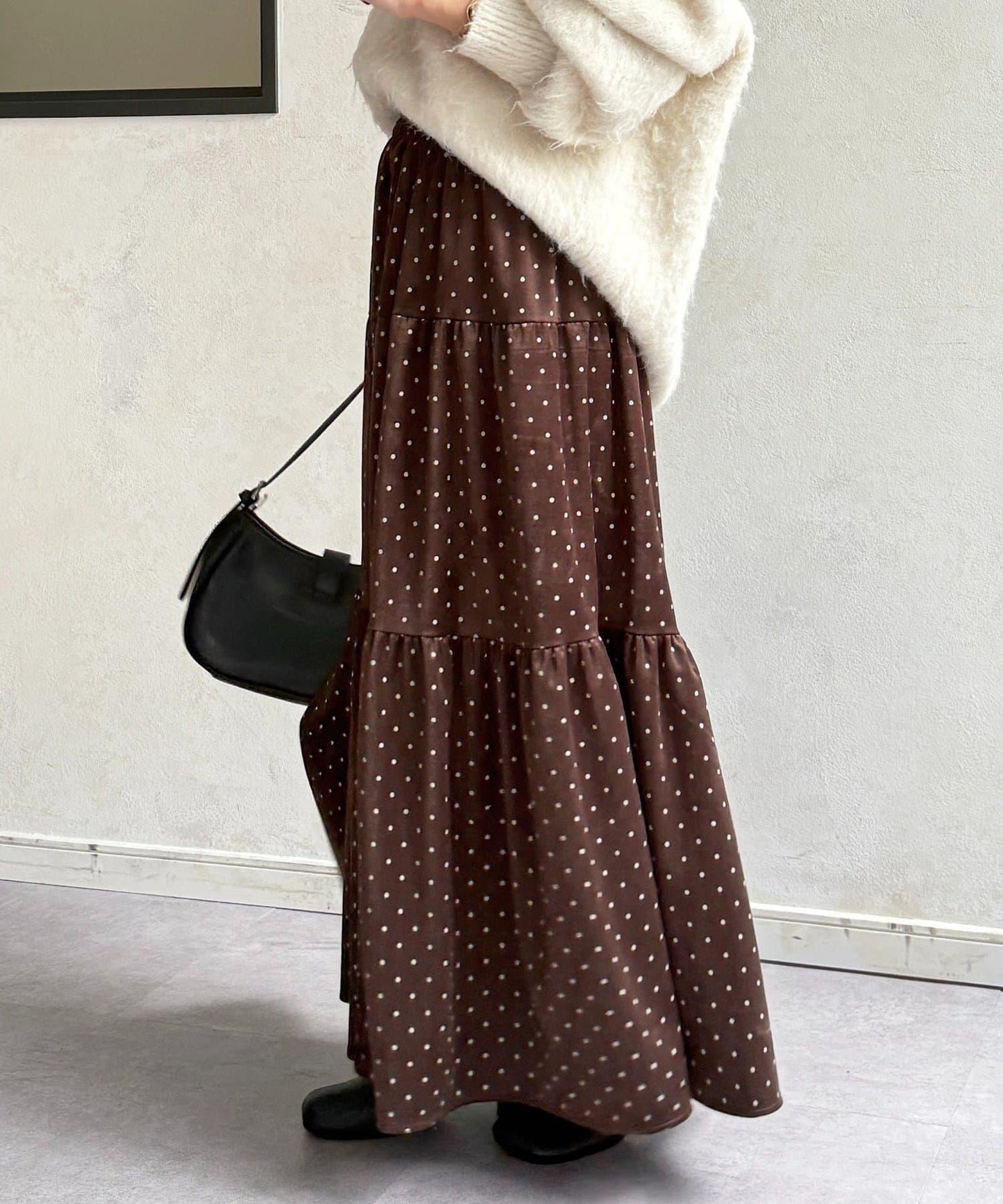 波點天鵝絨層疊半身裙