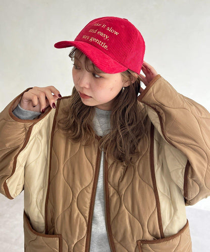 燈芯絨標誌棒球帽