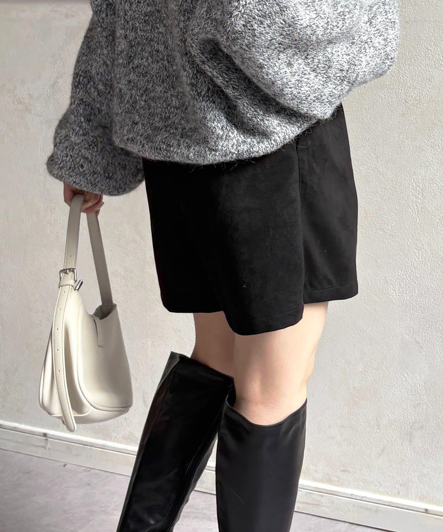 仿麂皮褶皺中褲