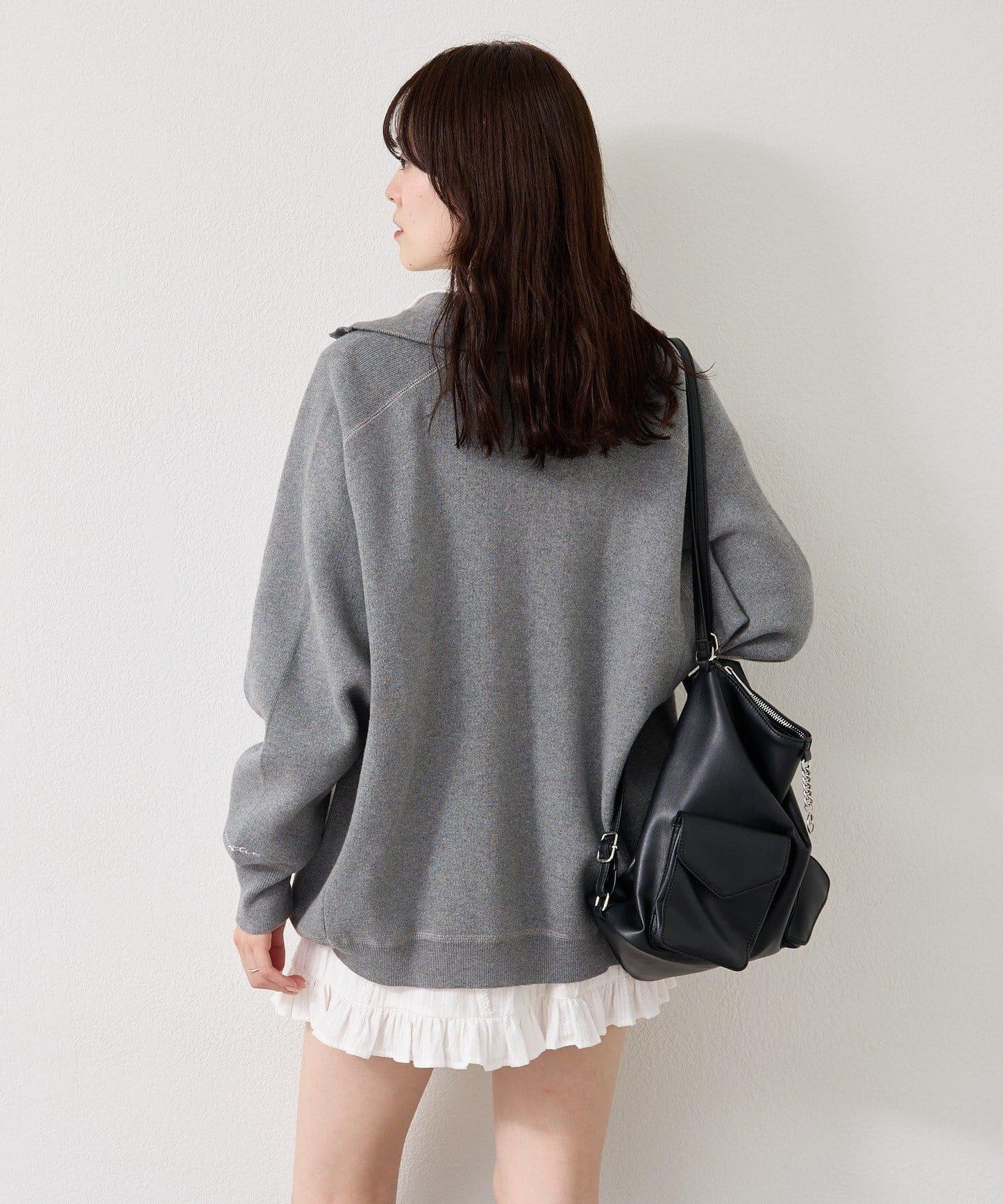 衛衣風格亨利領針織衫