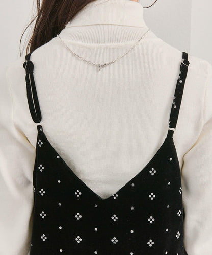 亮面天鵝絨迷你吊帶連衣裙