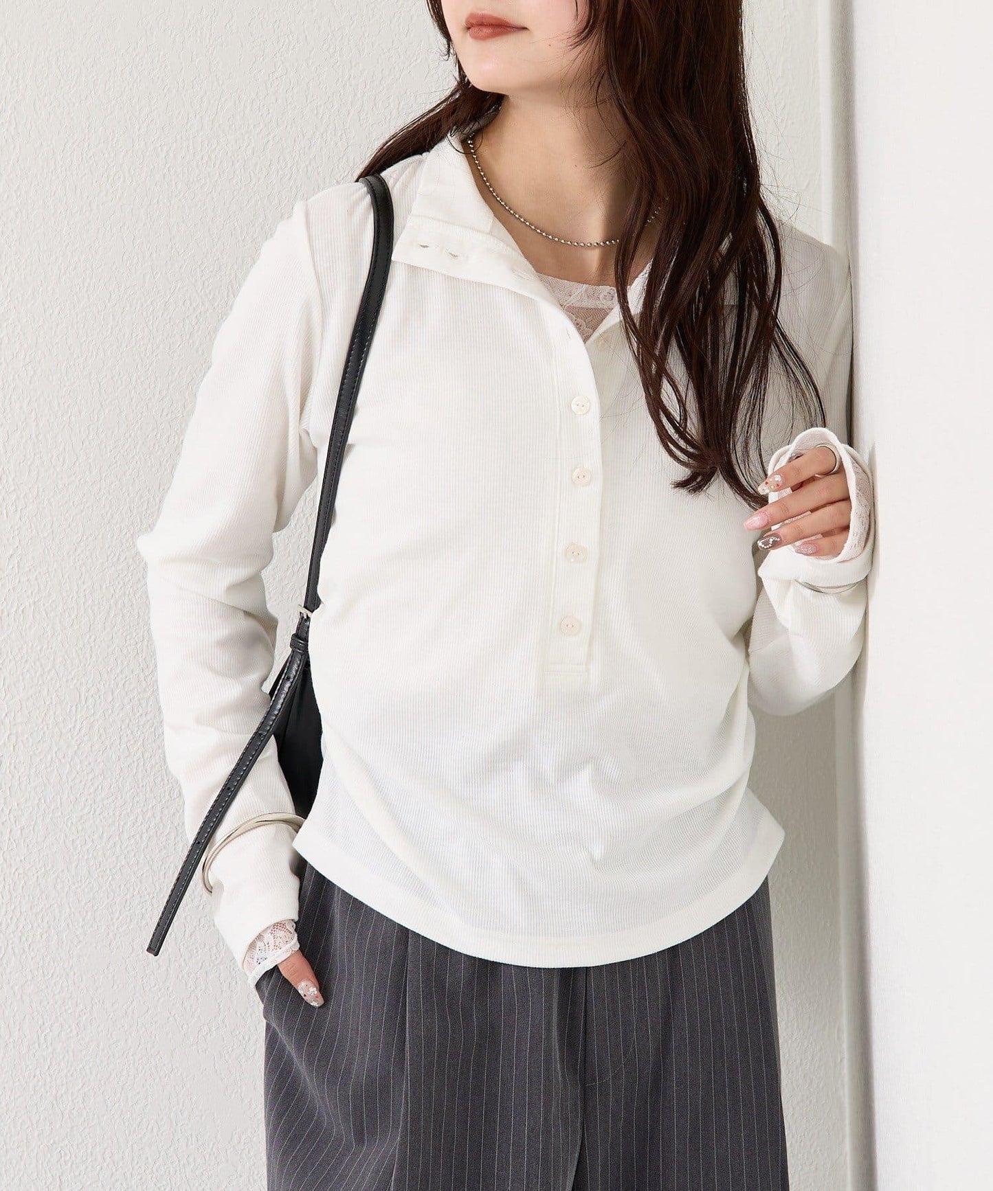 羅紋亨利領套頭衫