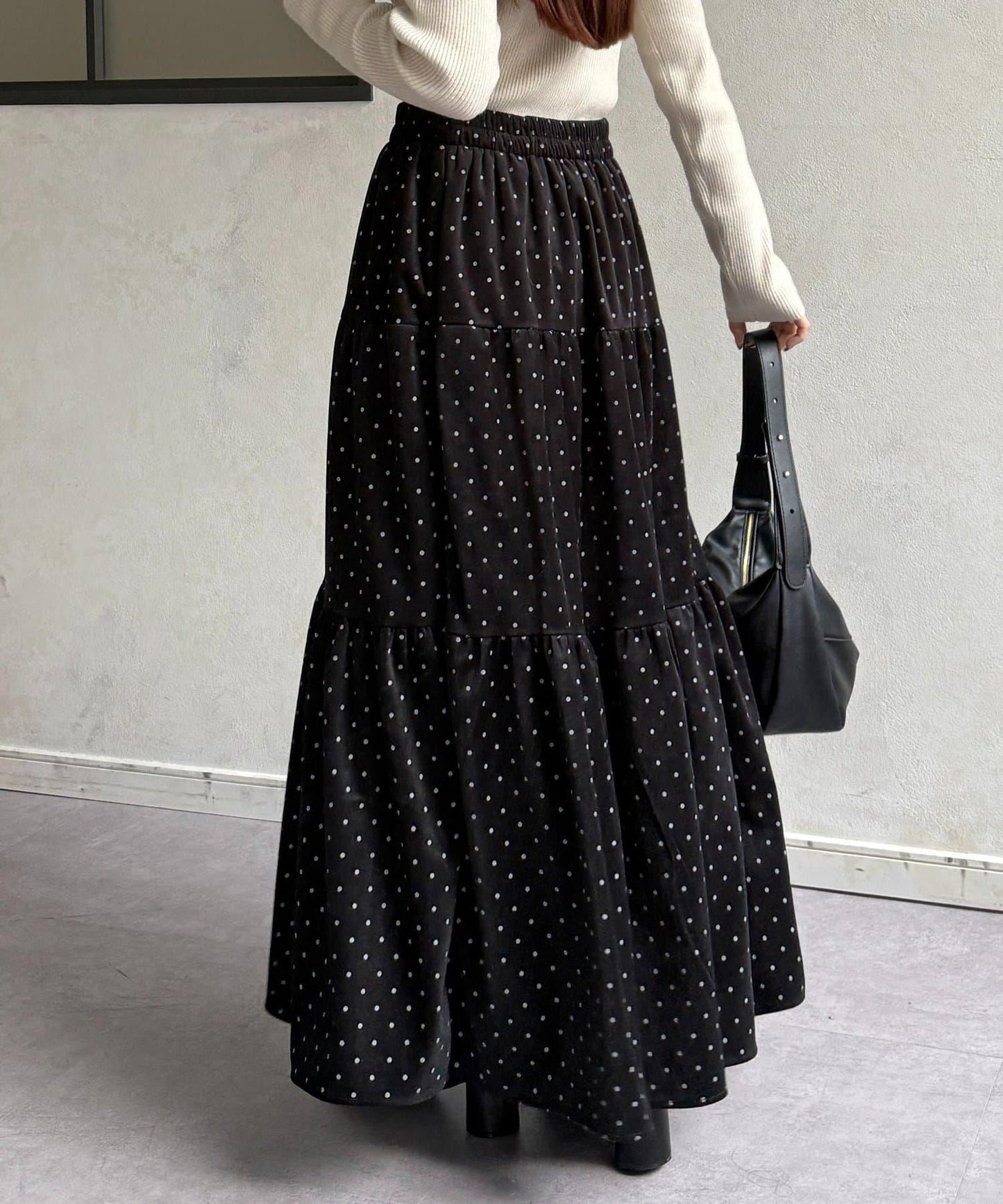 波點天鵝絨層疊半身裙