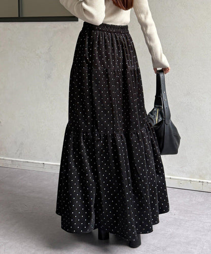 波點天鵝絨層疊半身裙