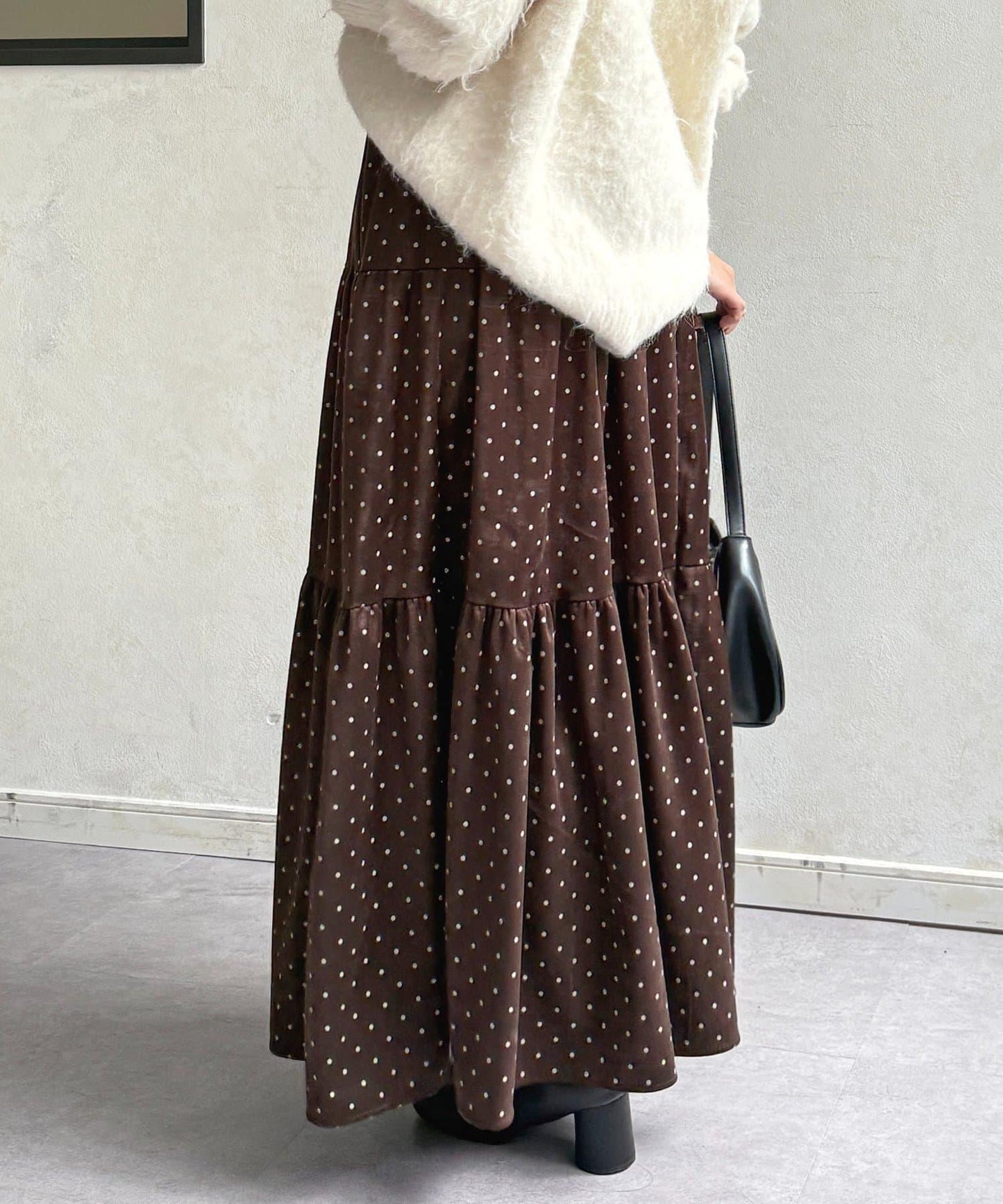 波點天鵝絨層疊半身裙