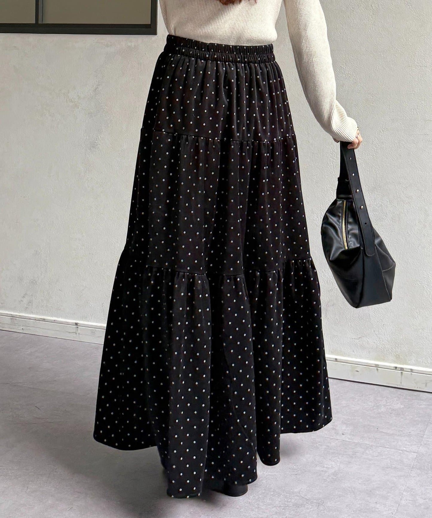波點天鵝絨層疊半身裙