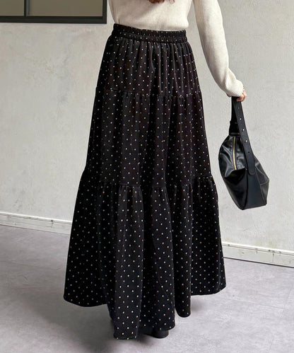 波點天鵝絨層疊半身裙