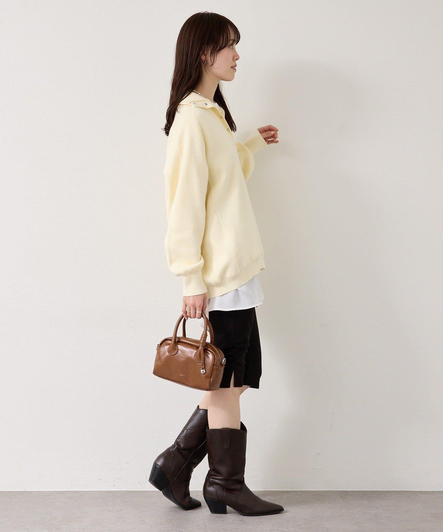 衛衣風格亨利領針織衫