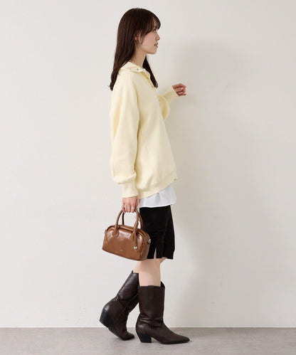 衛衣風格亨利領針織衫