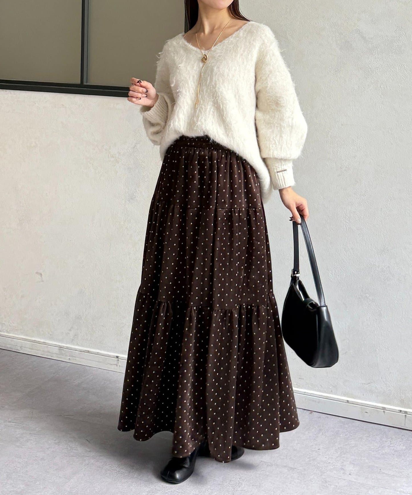 波點天鵝絨層疊半身裙