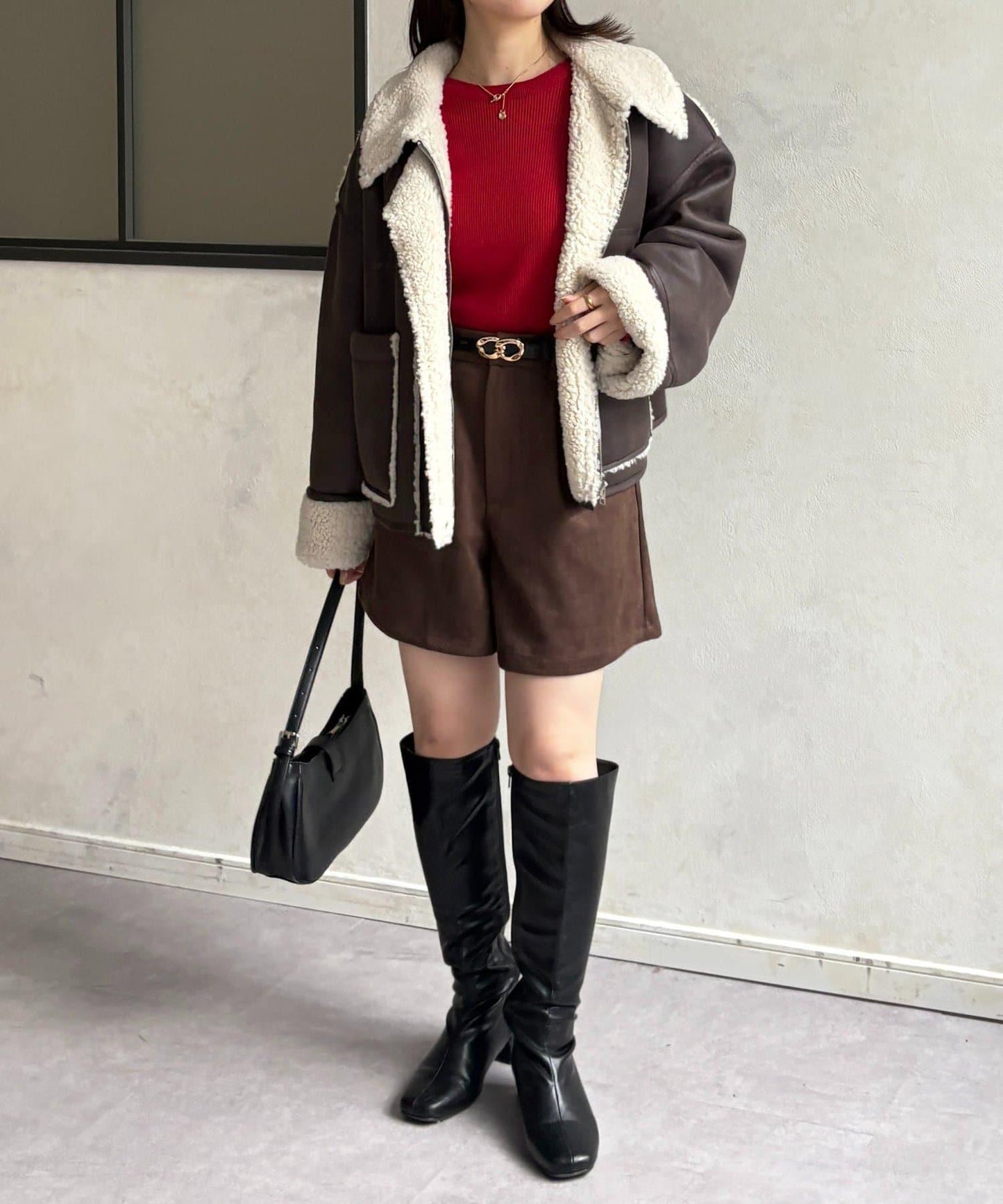 仿麂皮褶皺中褲