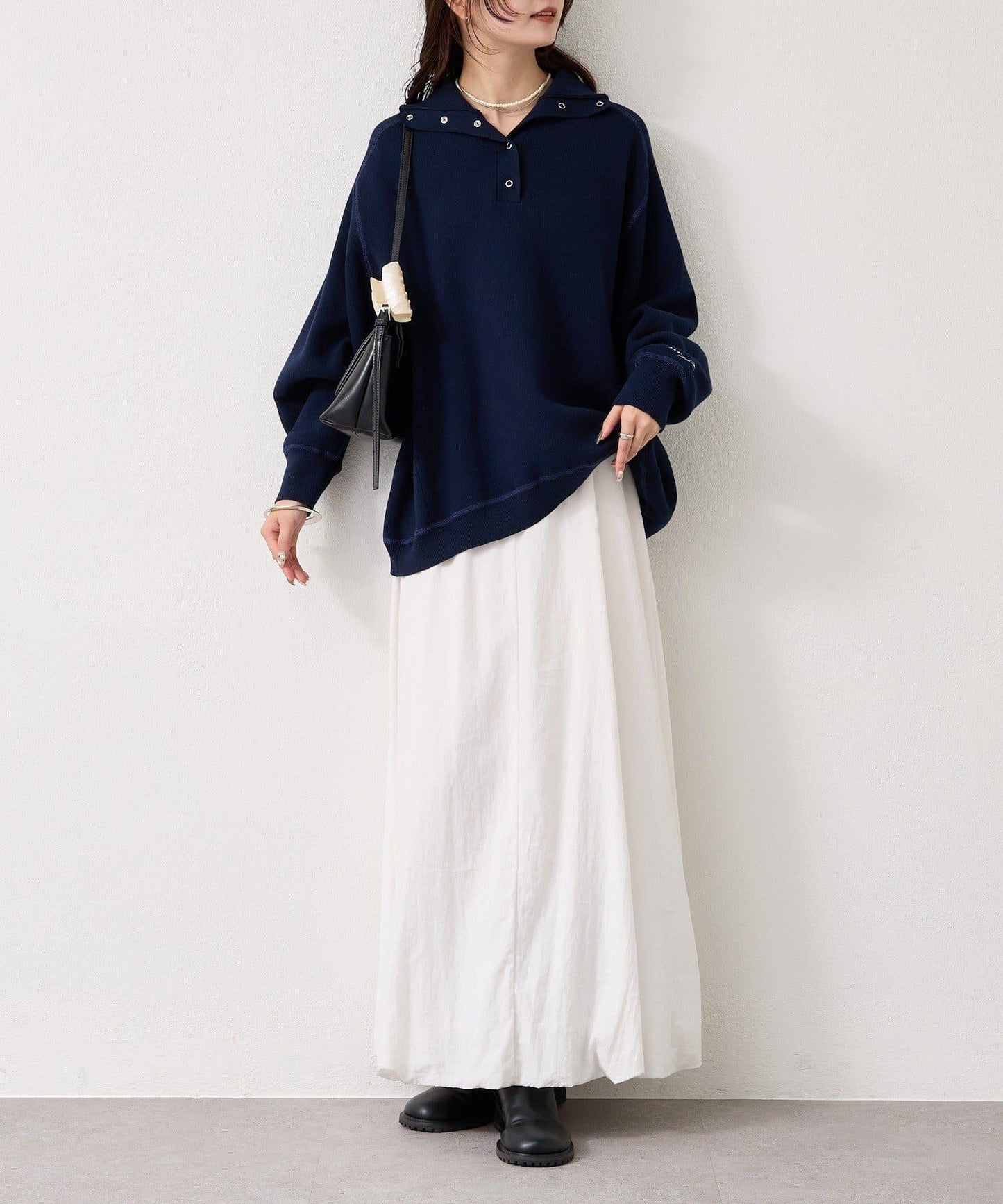 衛衣風格亨利領針織衫