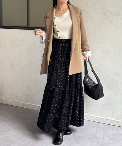 波點天鵝絨層疊半身裙