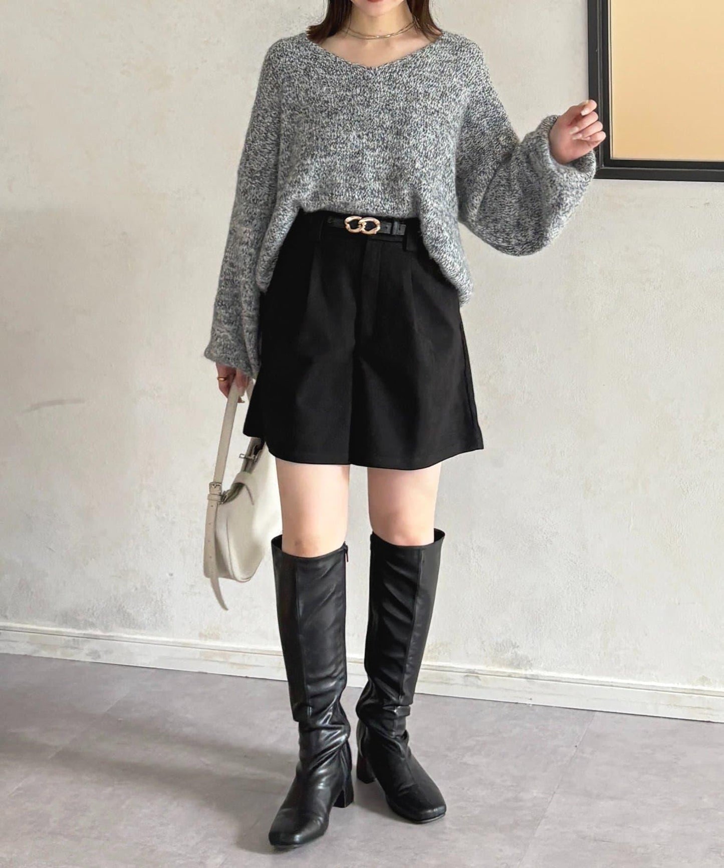 仿麂皮褶皺中褲