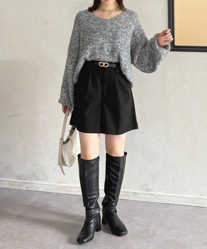 仿麂皮褶皺中褲