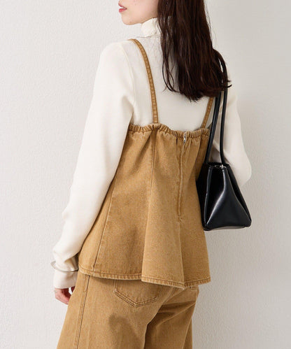 荷葉邊牛仔吊帶上衣